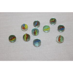 Vintage Glass Marbles – Colorful Swirl Lot of 10